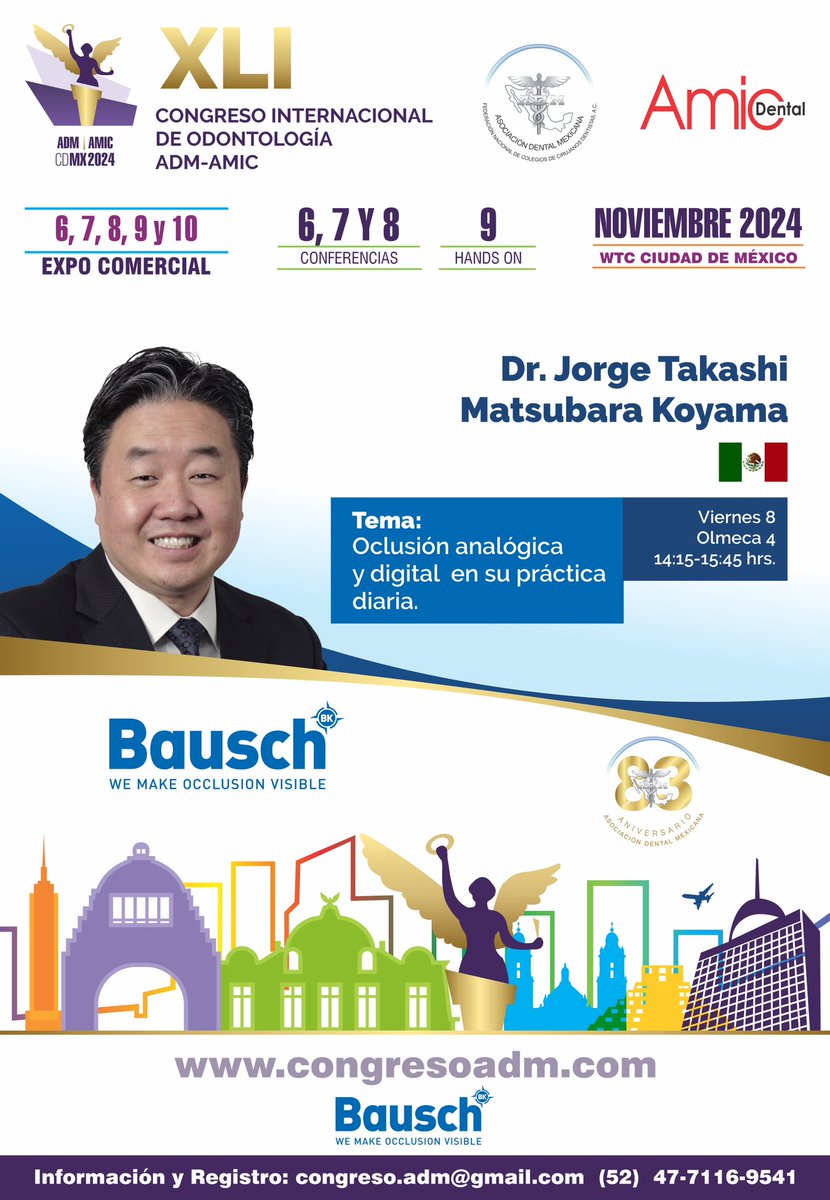 ADMexicana's tweet photo. XLI Congreso Internacional de Odontología ADM-AMIC 2024, a celebrarse los días 6 al 9 de noviembre del 2024, en el  World Trade Center en la Ciudad de México. 
Regístrate: https://t.co/HOmNgwJ7Tx https://t.co/Z7GGZycGS7