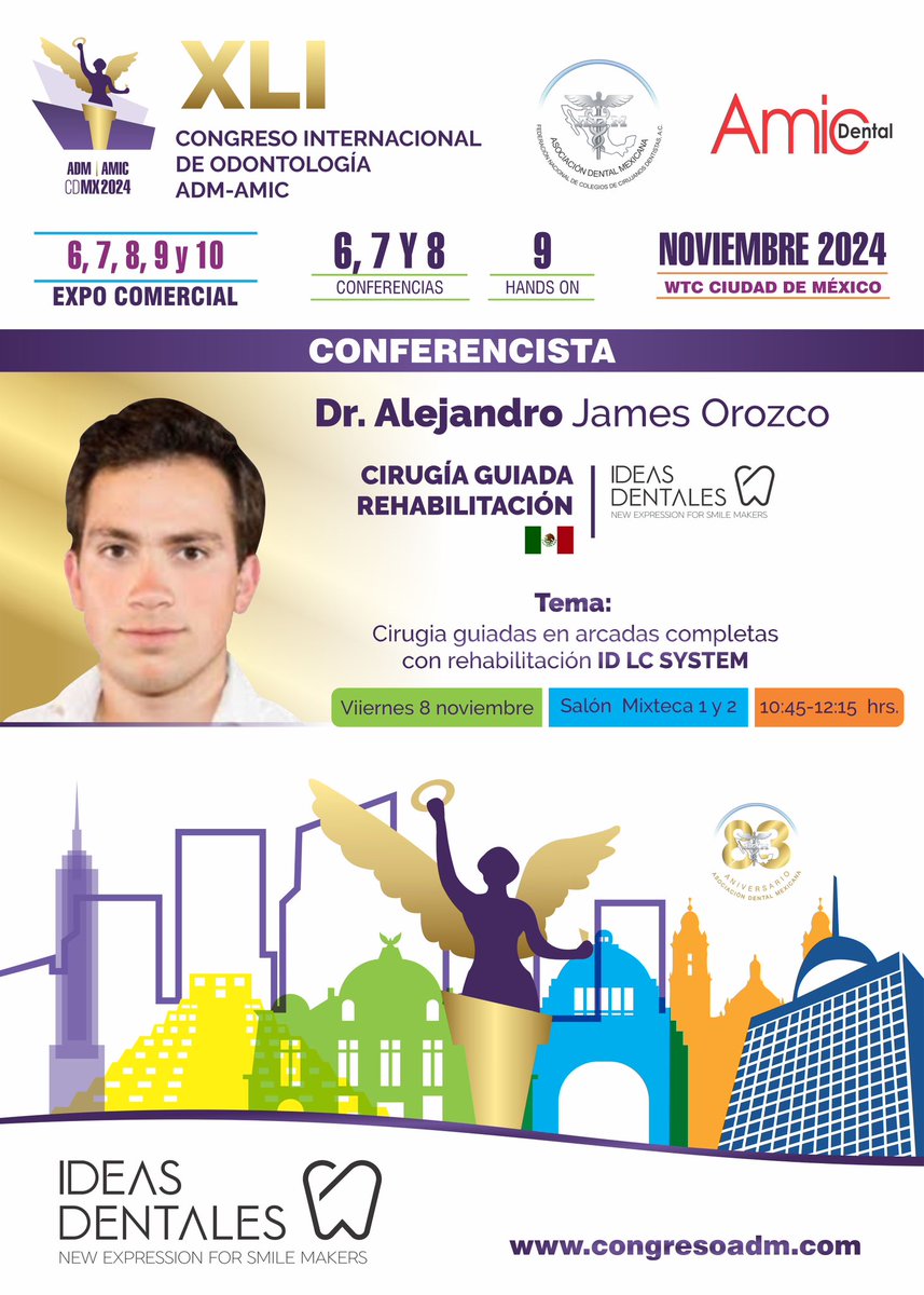 ADMexicana's tweet photo. XLI Congreso Internacional de Odontología ADM-AMIC 2024, a celebrarse los días 6 al 9 de noviembre del 2024, en el  World Trade Center en la Ciudad de México. 
Regístrate: https://t.co/HOmNgwJ7Tx https://t.co/5srLNWYUme