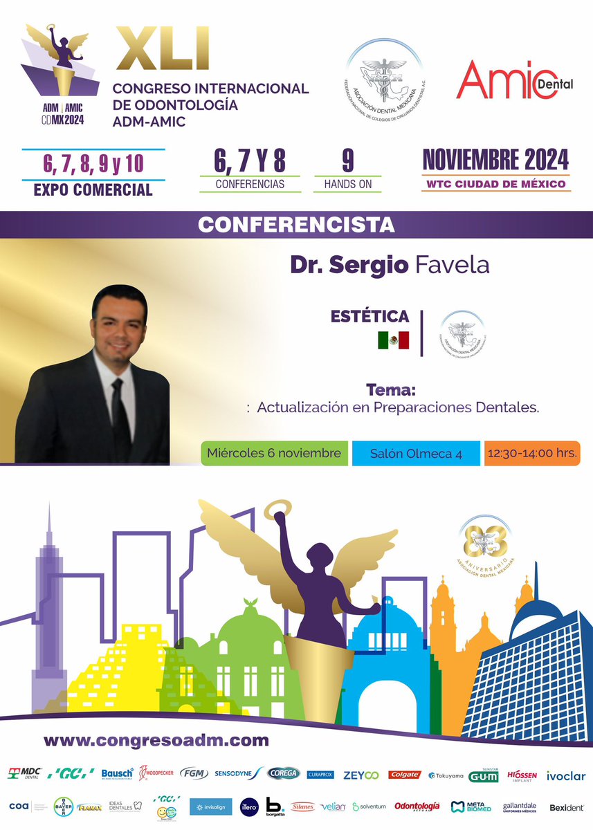 ADMexicana's tweet photo. XLI Congreso Internacional de Odontología ADM-AMIC 2024, a celebrarse los días 6 al 9 de noviembre del 2024, en el  World Trade Center en la Ciudad de México. 
Regístrate: https://t.co/HOmNgwJ7Tx https://t.co/5srLNWYUme