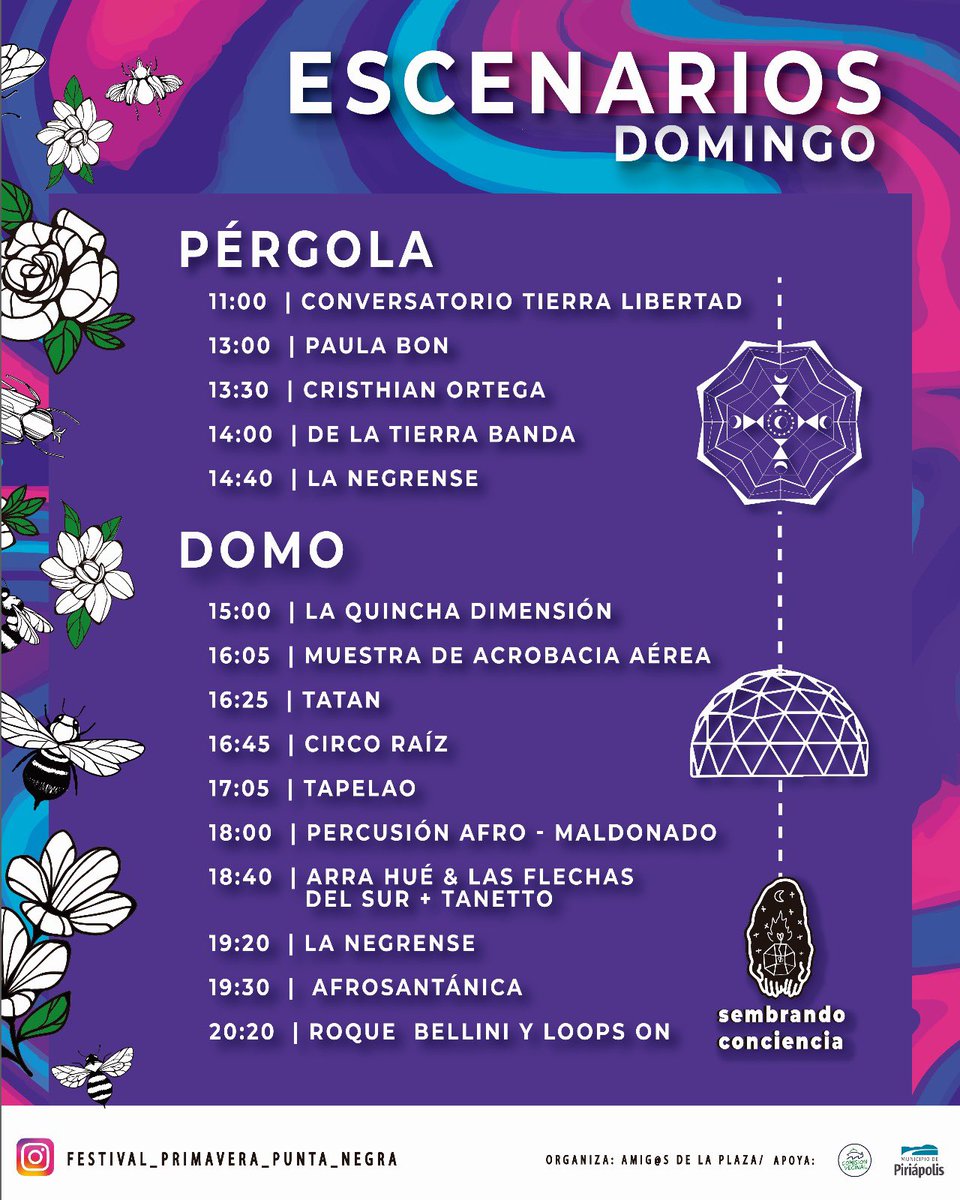 🍃FESTIVAL DE LA PRIMAVERA EN PUNTA NEGRA 🍃
Los invitamos a acompañarnos en esta fecha especial, música, cultura y mucho más! Nos vemos ahí! 🔥

🗓️ Domingo 29 de octubre
⏰ A partir de las 11 am
📍 Punta Negra - Piriápolis

ENTRADA LIBRE