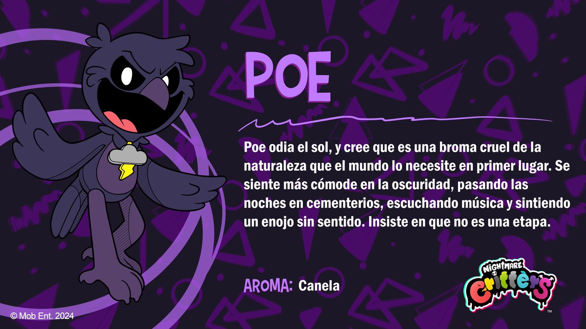 Ah, #Poe, nuestro rebelde malhumorade. De los #NightmareCritters, es el más sombrío, pero a nadie parece importarle. Le gusta hacer las cosas a su manera. 🐦‍⬛🌩️

polimardo