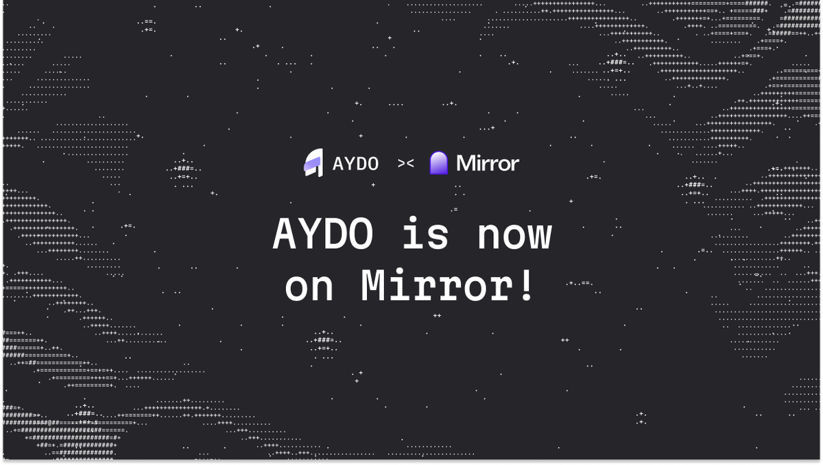 AYDO_AI's tweet photo. 🧵

AYDO is now on Mirror!

We are thrilled to announce the release of our articles on @viamirror, where you can learn and mint to reap the benefits! Here’s what we have for you:

• What is DePIN and what role does AYDO play in it
• How to make money in DePIN
• The benefits of early exposure to DePIN and crypto projects
• Benefits of entering the AYDO project early
• How to use the AYDO App effectively

These articles will be released gradually, every one to two weeks.

#JointheAYDO