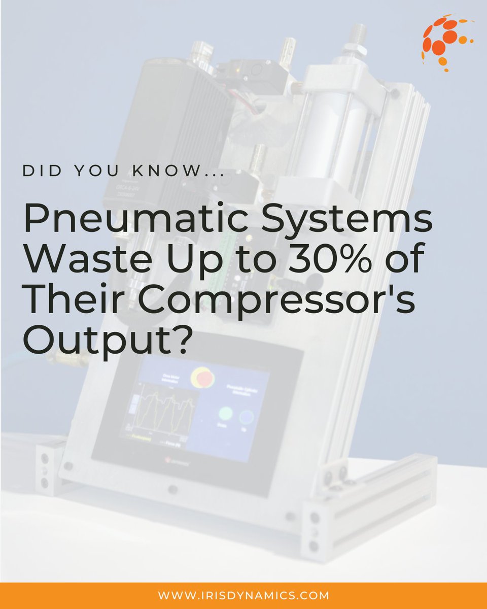 IrisDynamics's tweet photo. Did you know that pneumatic systems can waste up to 30% of their compressor’s output? Pneumatic systems are prone to leaks which occur frequently depending on the quality of installation, fittings used, system maintenance, and operating conditions. 

It’s common for an industrial pneumatic system to experience air leakage between 10-30% of total compressed air production! How does this affect your operations? 

➤ Fluctuating system pressure causes equipment to function less efficiently, harming production.
➤ Decreased service life and increased maintenance of supply equipment.
➤ Increased operating costs due to higher electricity consumption. 
➤ Decreased system performance, slower production times, less precise motion control, or even downtime in critical operations.

Say goodbye to air compressors, storage tanks, filters, regulators, and complex infrastructure - make the switch to electric. Orca Motors are a drop in replacement for pneumatic systems. 

Enhance precision, increase energy efficiency, and enjoy the ease of installation with Orca Series Smart Linear Motors: https://t.co/kbAYjOT5rM

#Innovation #SmartTechnology #LinearMotion #IrisDynamics #Pneumatics #PneumaticReplacement
