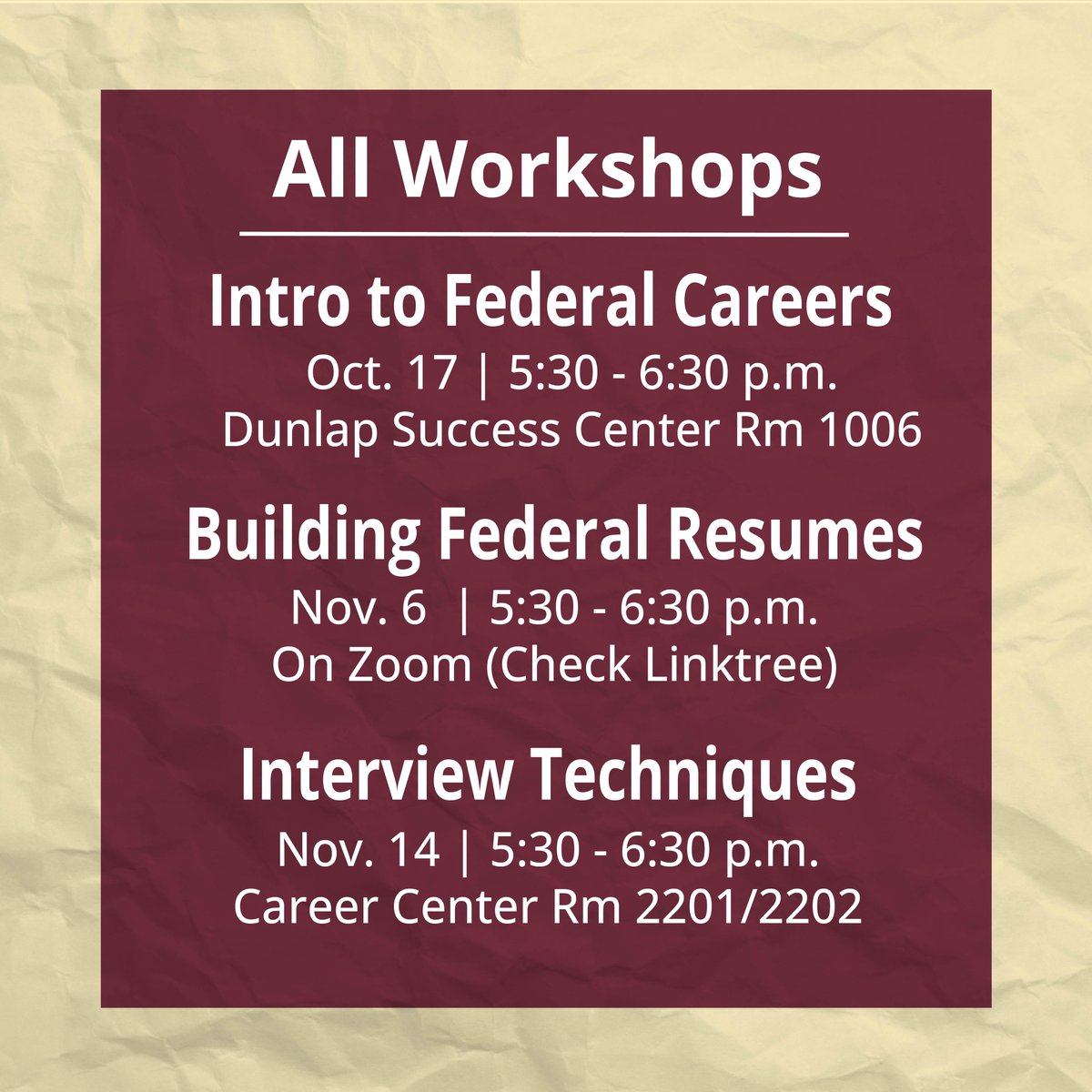⭐ Join us for our Intro to Federal Careers workshop! Learn about various career paths, gain insights into the application process, and get tips on how to position yourself for success! RSVP via NoleNetwork bit.ly/3Bxgo6C