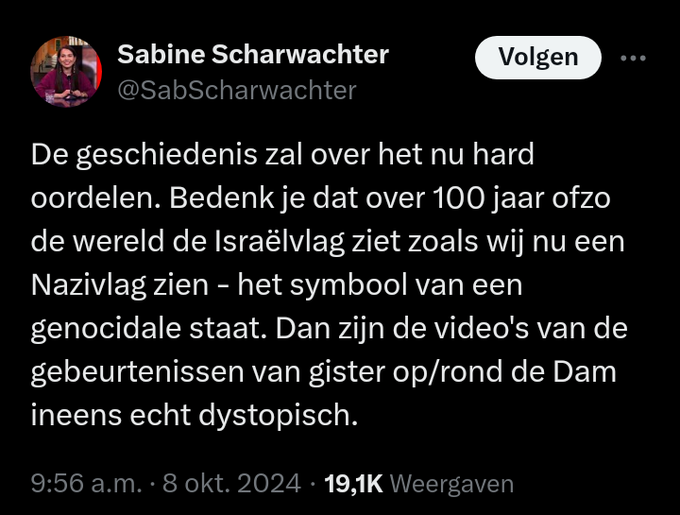 EelcoHoecke's tweet photo. Waar blijft de roep vanuit @NOS om deze dame te verwijderen uit #GroenLinks #PvdA? Waar blijven de oproepen van de media om haar uit die partij te zetten? onversneden antisemitisme dit.... En het bleef doodstil aan de linkerkant en bij de mainstream media..... https://t.co/h4trnQM8Sn
