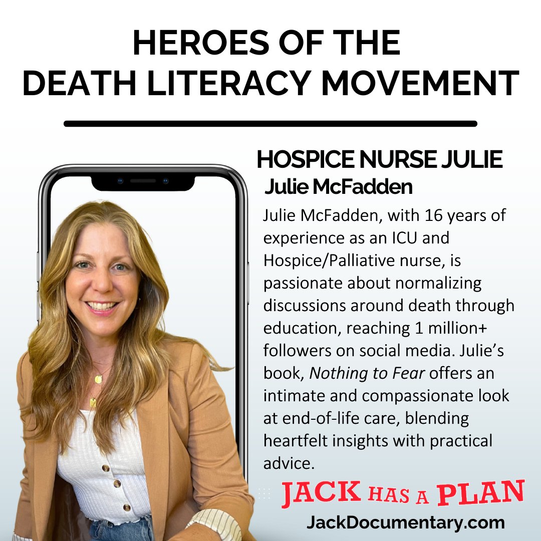 Hospice Nurse Julie guides us through the quiet spaces between life and death. With 16 years of ICU and hospice experience, she unravels the silence around death for her 1M+ followers. Her book, Nothing to Fear, offers insights and practical wisdom.

#JackHasAPlan