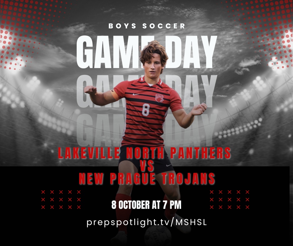NOTICE: STREAMING FOR SECTION SOCCER WILL BE ON prepspotlight.tv/MSHSL

<a href="/LNHSSoccer/">LNHS Boys Soccer</a> take on the New Prague Trojans in boys' soccer tonight! 

🗓️ Oct 8 at 7 PM 
📺 Stream live: prepspotlight.tv/MSHSL

#BoysSoccer #PanthersVsTrojans #MNHighSchoolSports #GameTimeMedia