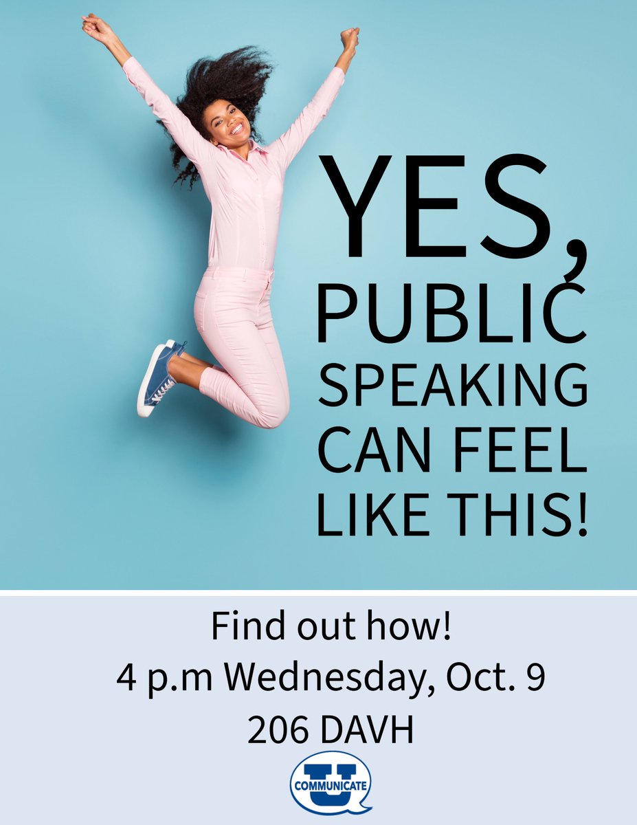 BarcCommons's tweet image. Public speaking make you a bit nervous? Join us for a communication skills workshop tomorrow and find out how to feel more confident! 
4 p.m. Wednesday, Oct. 9th
206 DAVH

Hope to see you there!
