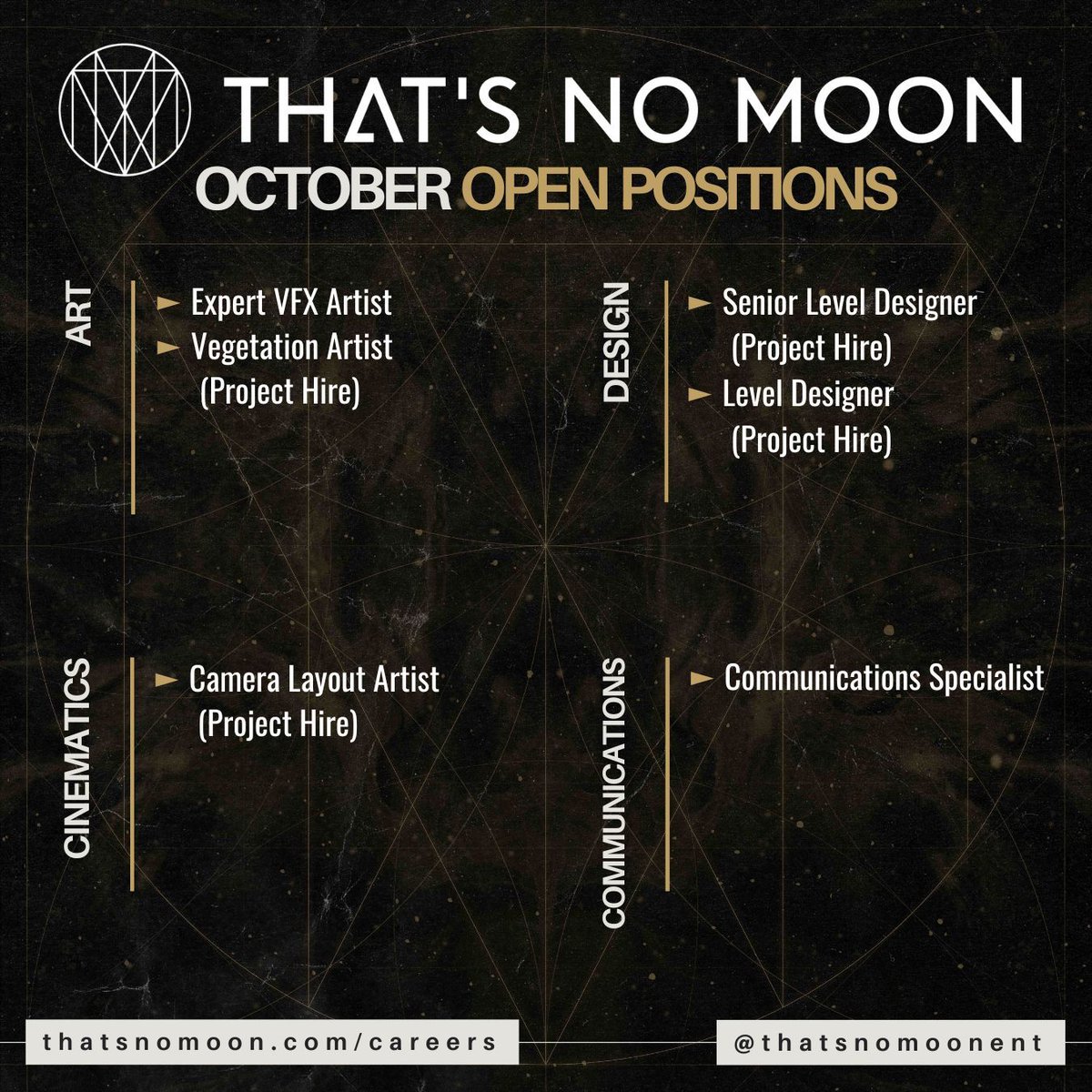 📅OCTOBER OPENINGS: We're growing our team of storytellers and are on the lookout for passionate devs with an affection for narratively-driven AAA games!

Check out our careers page for the list of our remote-eligible positions: buff.ly/3xH05fT