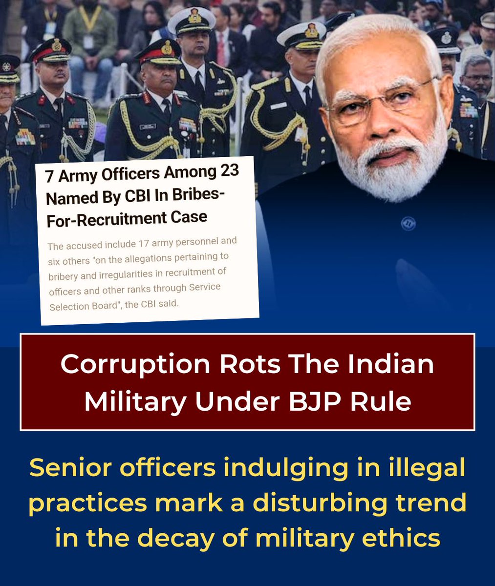 Subcon_Insider's tweet image. M∅d!'s influence has corrupted Ind!@'s🇮🇳 m!|!tary institutions, leading to USD 20 billion worth of emb€zzlemeπt and fraμdulent deals. High-ranking officials are now part of a system of disprop∅rtionate asset accμmulation under the B*JP regime. #IndianArmyCorruption #ModiEffect