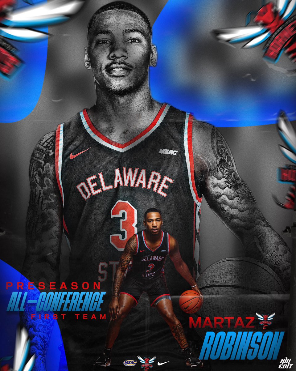 Martaz Robinson was voted Preseason All-MEAC First Team for the 2024-2025 season! The senior guard and Baltimore native led the 2023-2024 Hornets in scoring (15.9 ppg), rebounding (6.5 rpg) and steals (67) while shooting 42% from the field and 85% from the foul line.