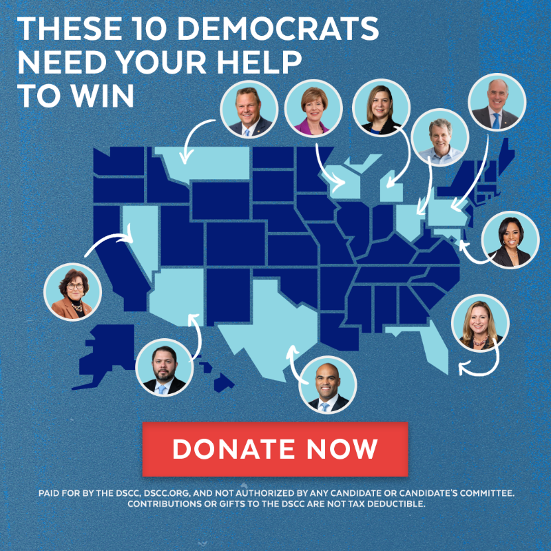 dscc's tweet photo. Democrats are defending over TWICE as many Senate seats as Republicans in 2024.

>>> Rush a donation to the DSCC’s $50,000 urgent goal before midnight to defend our Senate majority.