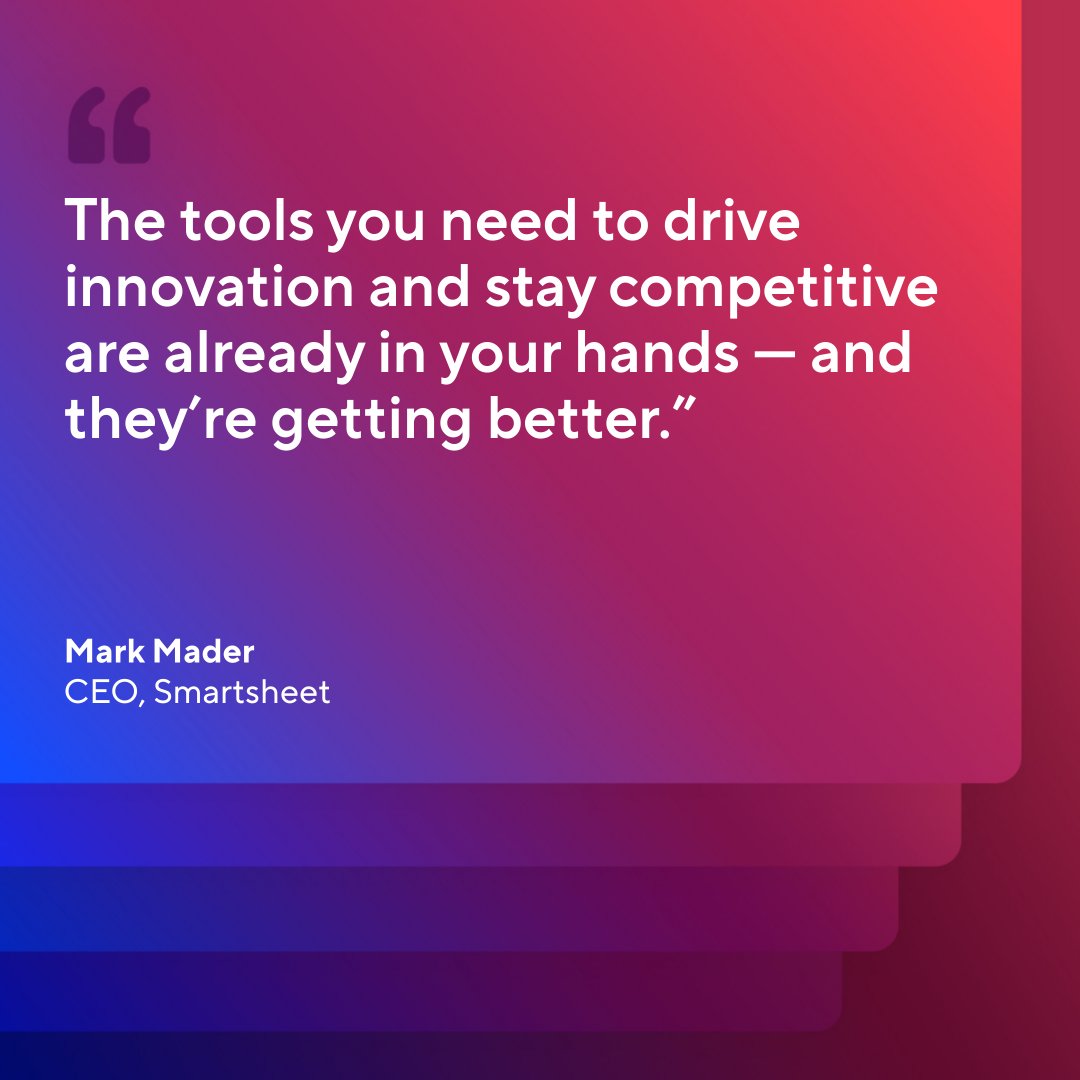 Smartsheet's tweet photo. Our CEO @MarkMader took the #SmartsheetENGAGE keynote stage to talk about the future of Smartsheet and how we're helping revolutionize the ways organizations operate. https://t.co/N0yYXKdIAJ