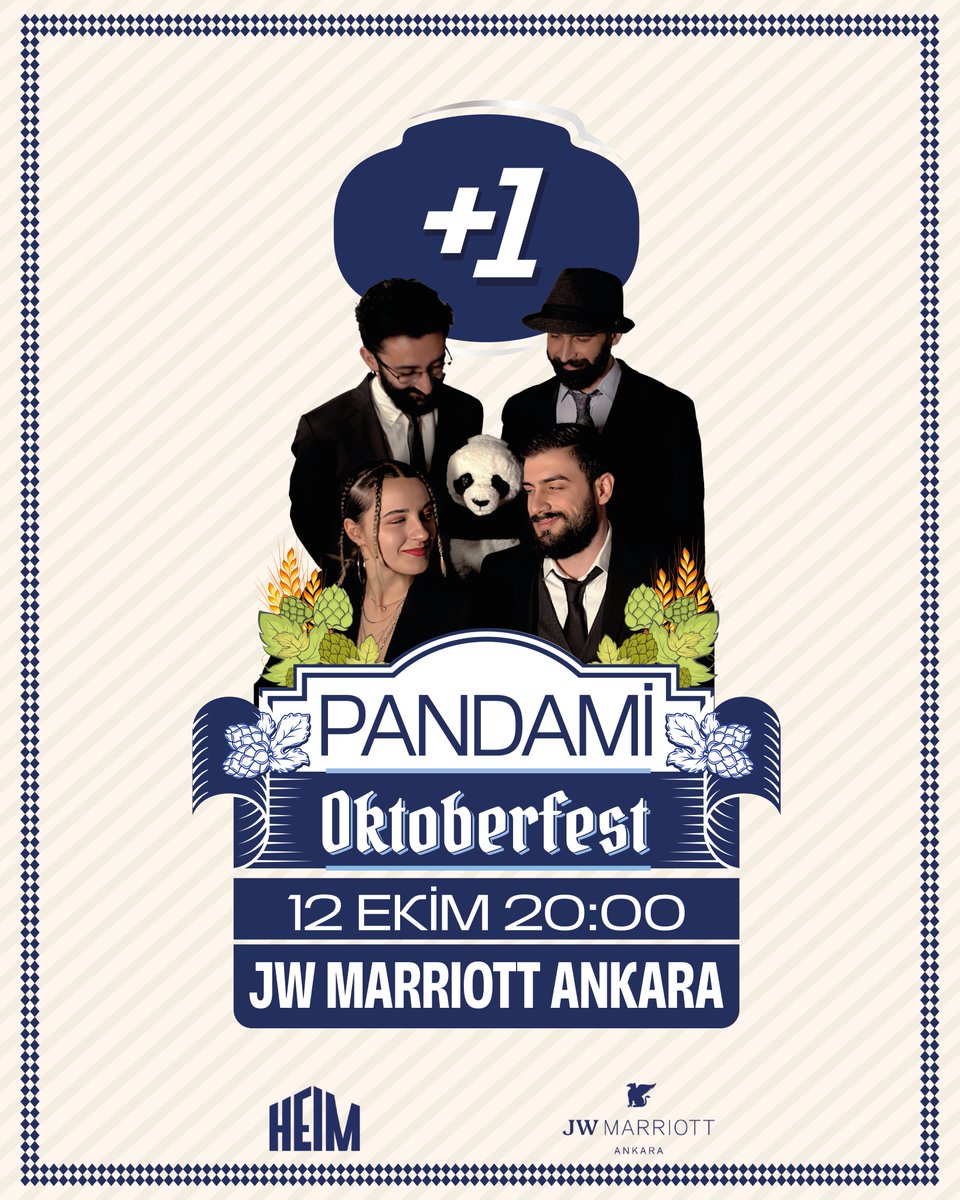 Heim Ekim ayından bildiriyor!
Pandami, 12 Ekim Cumartesi günü Oktoberfest ile JW Marriott Ankara’da!
Farklı müzik türlerini bir araya getirerek unutulmaz mash-up’lar yapan Pandami, dinleyicilerine yenilikçi bir müzik deneyimi vaadediyor. Sakın kaçırma! 👇🏻👇🏻bubilet.com.tr/ankara/etkinli…