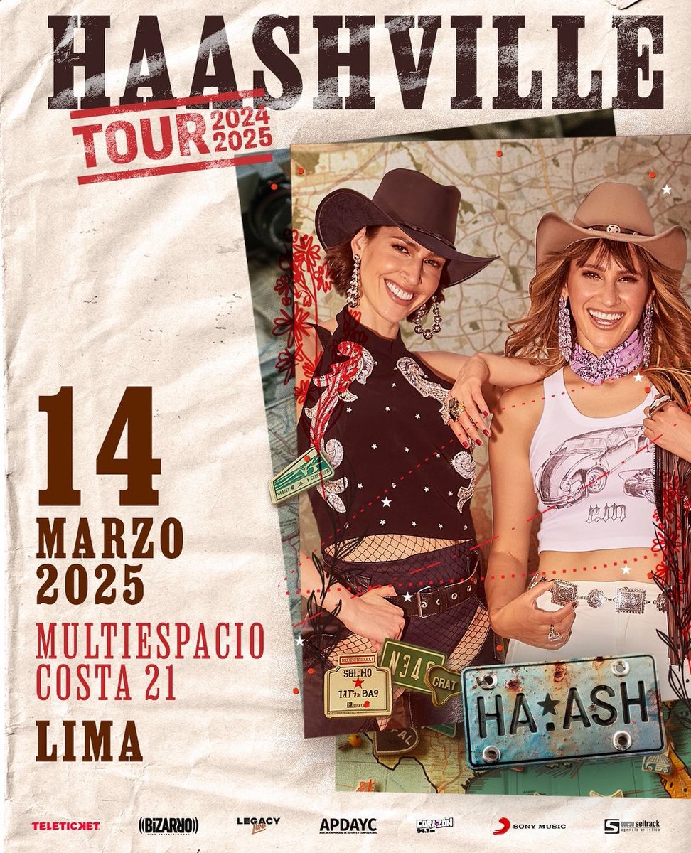 PERÚ 😍😍😍 HAASHVILLE 👢❤️🌵 llegará a Lima el 14 de marzo. Yeeeeehawww!!!!! Ya los queremos ver. 
🎟️ Venta General el 10 de octubre.