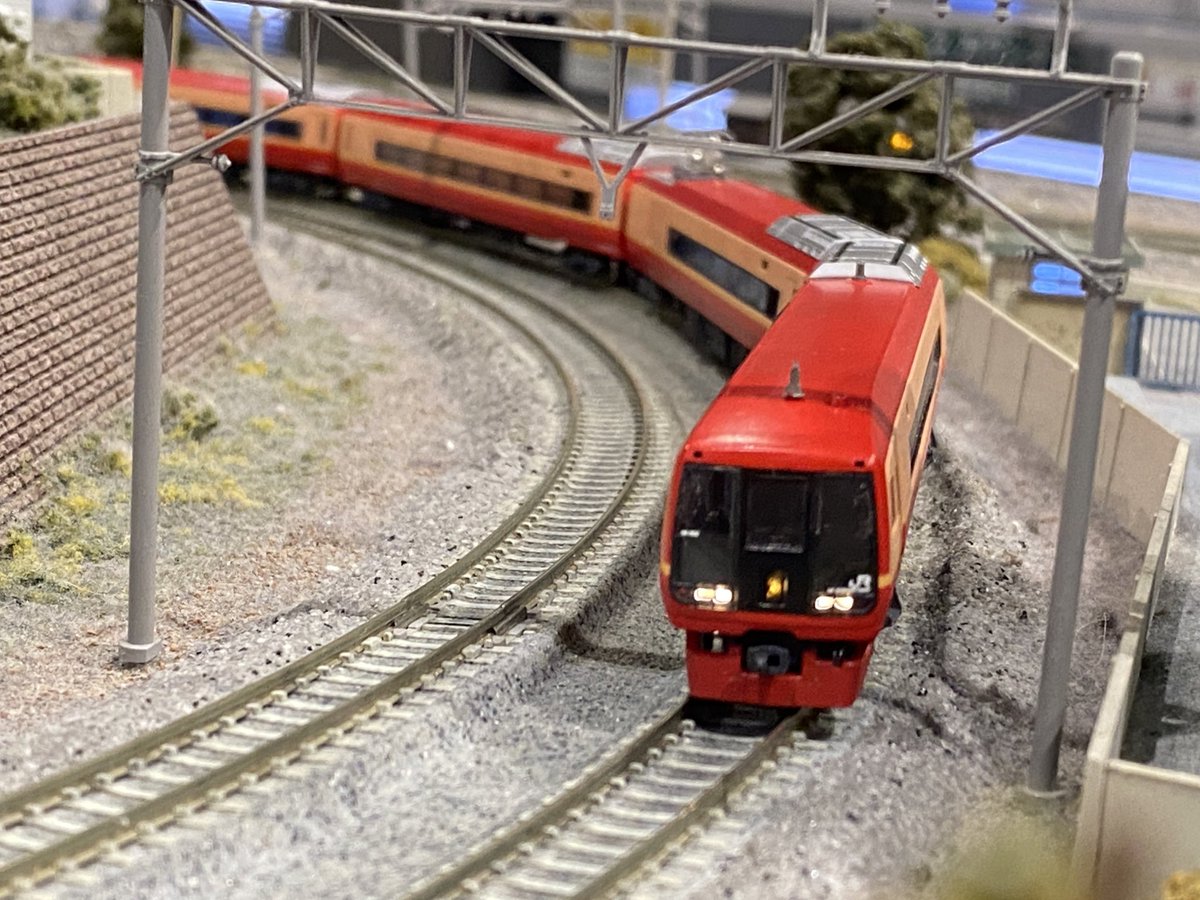 253系1000番台(kato改造)

先例を参考に塗装と電装をリメイク
室内灯のLED化や愛称表示器の点灯化など実車の雰囲気をかなり再現出来ました👍
窓のUVカットがなかなか気に入ってます！

日光/きぬがわや臨時で幅広く遊べる同車。製品化されたらもう1本増備したい