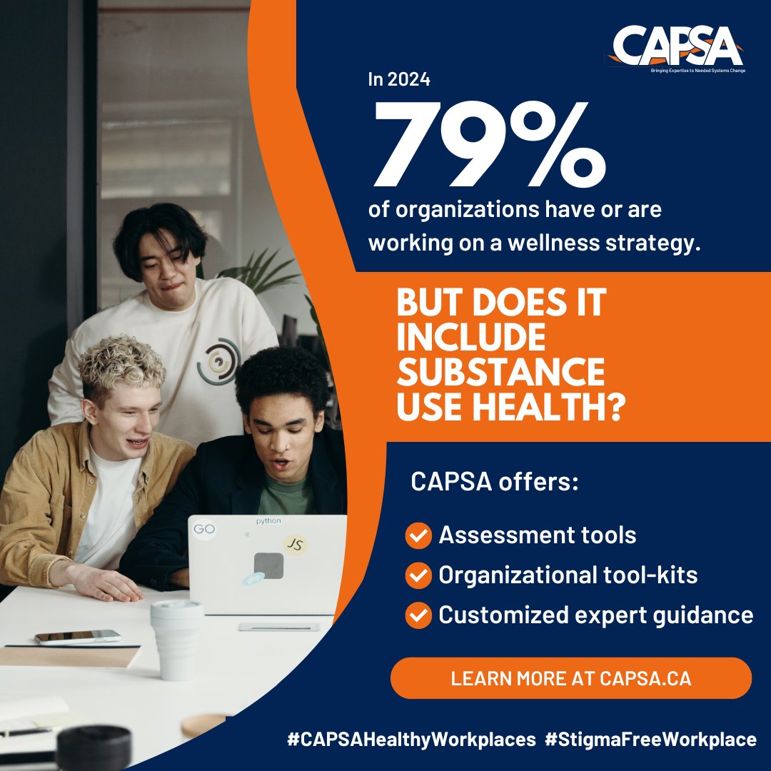 CAPSA Canada (@capsacanada) on Twitter photo In 2024, 79% of organizations have or are working on a wellness strategy. But does it include Substance Use Health? CAPSA offers assessment tools, organizational tool-kits & customized expert guidance
ā”ļøLearn more: capsa.ca/services/assesā¦
<a href="/BenCanMag/">Benefits Canada</a> #CAPSAHealthyWorkplaces In 2024, 79% of organizations have or are working on a wellness strategy. But does it include Substance Use Health? CAPSA offers assessment tools, organizational tool-kits & customized expert guidance
ā”ļøLearn more: capsa.ca/services/assesā¦
<a href="/BenCanMag/">Benefits Canada</a> #CAPSAHealthyWorkplaces
