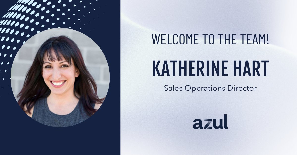 AzulSystems's tweet image. Join us in welcoming Katherine Hart as our new Director of Sales Operations! Katherine brings extensive experience from her roles at Tavant, ADP, and other leading organizations. We’re excited to have her on board—make sure to say hello! #newhire #java #salesoperations