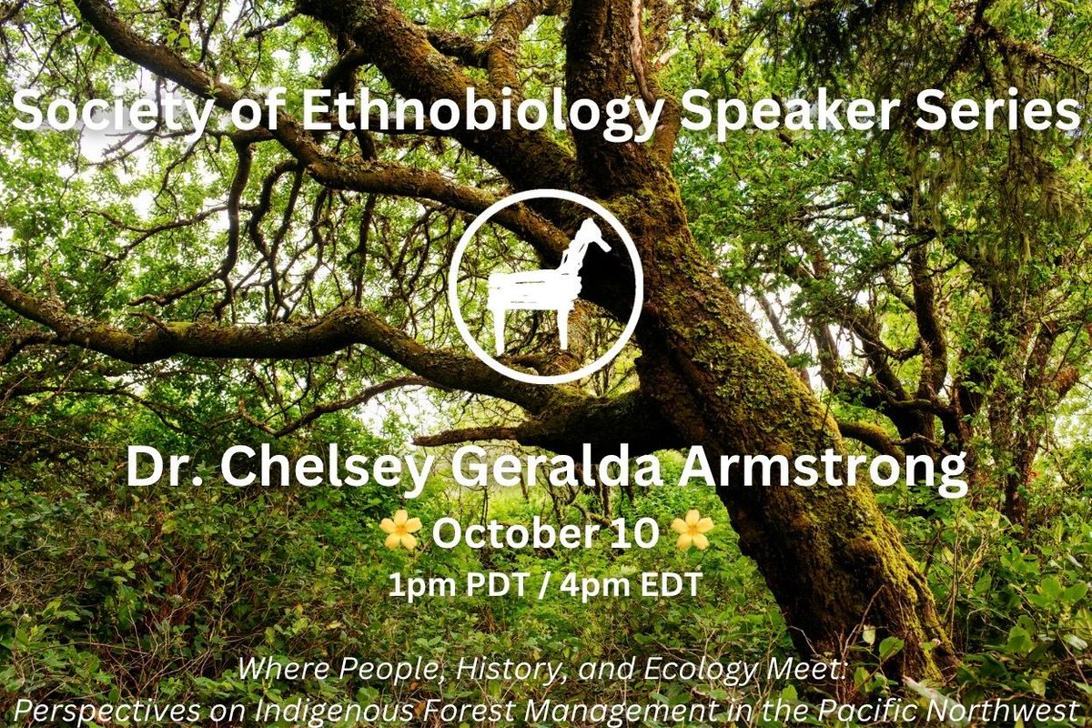 Only 2 days until the First Distinguished Speaker Series session! 

Join us October 10 at 1 PM PDT as Dr. Chelsey Geralda Armstrong presents Where People, History, and Ecology Meet: Perspectives on Indigenous Forest Management in the Pacific Northwest.

zoom link in bio