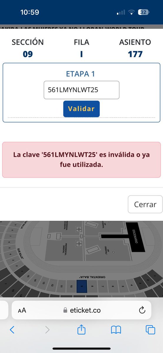 pierrealee's tweet photo. Muy mal la logística de venta boletas para ir al concierto de @shakira sobre todo en Barranquilla, un supuesto código para comprar que al ingresar sale usado, y era el mismo código para todos los inscritos como supuestos fans. 
Espero que @sicsuper investigue. 
@cielo_rusinque https://t.co/pnH3H14Yfw