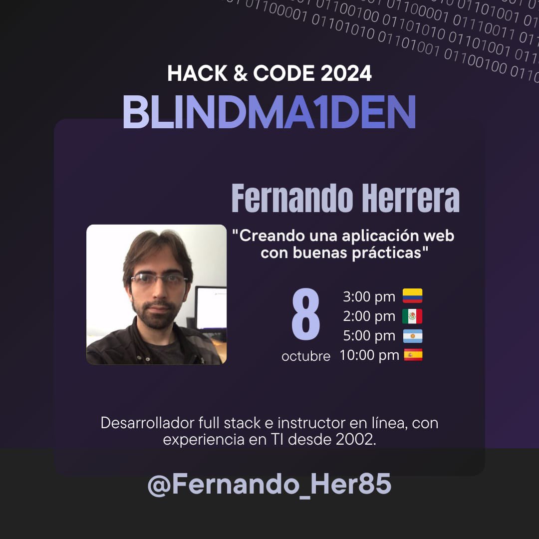 blindma1den's tweet image. PORQUE USTEDES LO PIDIERON 🎉👀
Hoy tenemos a un gran educador en el Blindma1den Hack & Code
El maestro @Fernando_Her85 🤍🤍