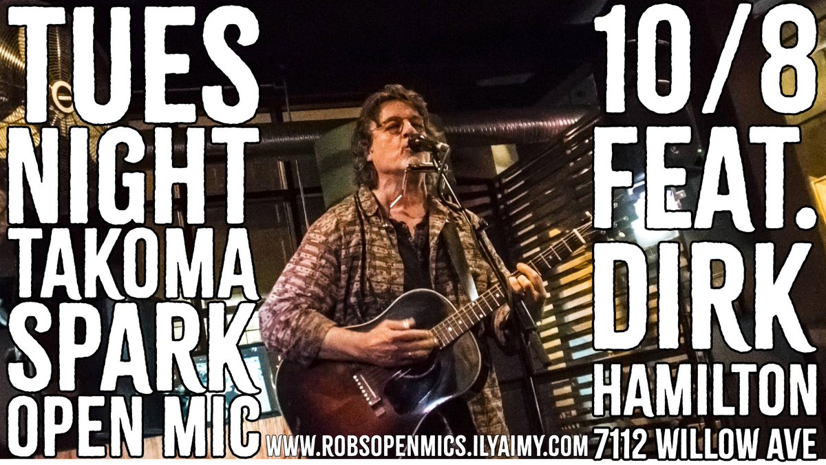 TONIGHT in TAKOMA PARK, MD : A small LISTENING ROOM open mic w featured artist Dirk Hamilton - webcasting Live on Facebook.com/robsopenmics youtube.com/robsopenmics and twitch.tv/robilyaimy - 7pm ET details at ilyaimy.com