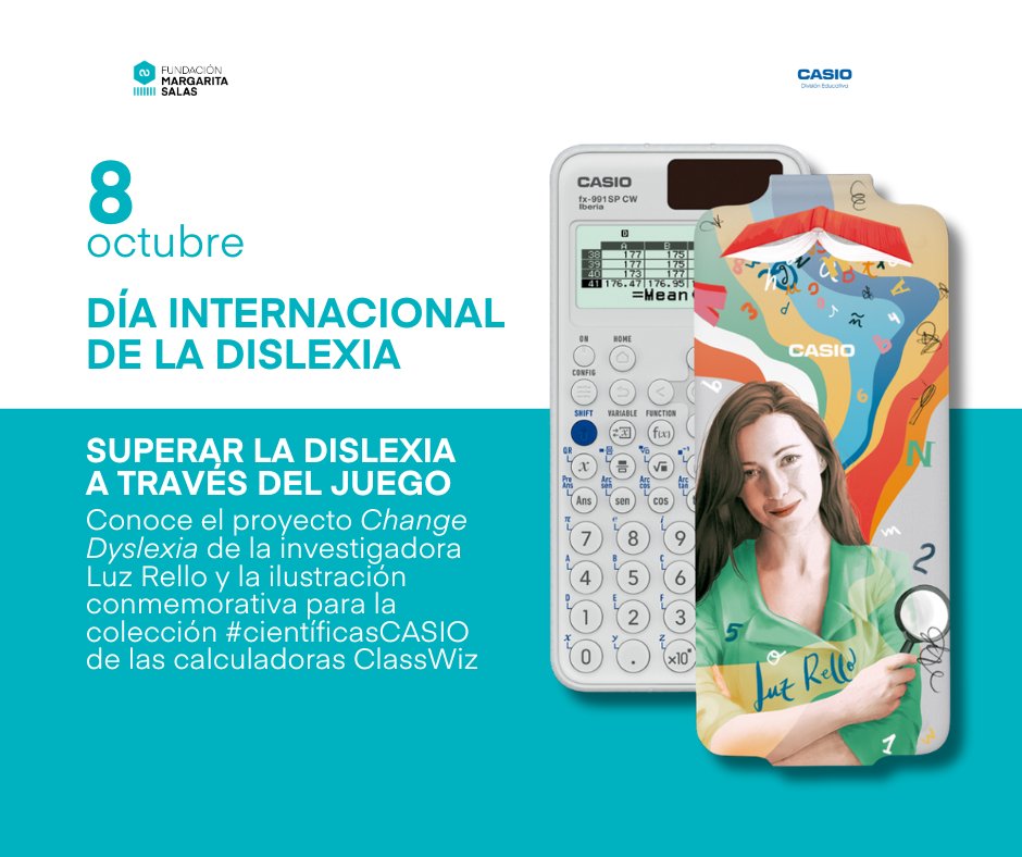 Fundación Margarita Salas (@msalasfundacion) on Twitter photo En el #DiaInternacionaldelaDislexia queremos dar visibilidad, junto a <a href="/CASIOedu/">CASIO Educación España</a>, colaborador de la #FundaciónMargaritaSalas, al proyecto @changeDyslexia de <a href="/luzrello/">Luz Rello</a>, a quien ha ilustrado <a href="/naranjalidad/">Naranjalidad</a> en una nueva calculadora de la colección #cientificasCASIO En el #DiaInternacionaldelaDislexia queremos dar visibilidad, junto a <a href="/CASIOedu/">CASIO Educación España</a>, colaborador de la #FundaciónMargaritaSalas, al proyecto @changeDyslexia de <a href="/luzrello/">Luz Rello</a>, a quien ha ilustrado <a href="/naranjalidad/">Naranjalidad</a> en una nueva calculadora de la colección #cientificasCASIO