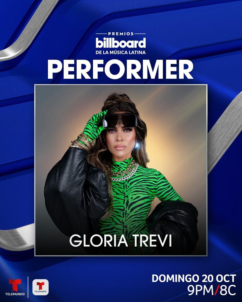 GtTrevilanders's tweet photo. ¡Después de años de ausencia @GloriaTrevi regresa a los @LatinBillboards! No te pierdas su presentación el próximo domingo 20 de octubre por @Telemundo🔥 https://t.co/yMMVwdEom1
