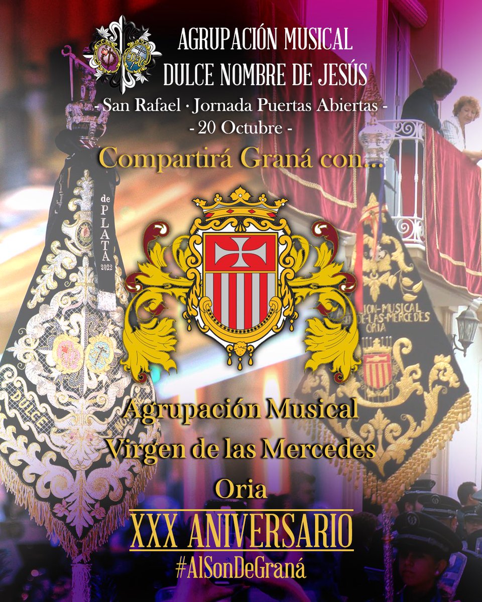 Con enorme entusiasmo contaremos con la participación de <a href="/AMVirgenMerced/">A.M.Virgen Mercedes</a> en nuestra 𝐉𝐨𝐫𝐧𝐚𝐝𝐚 𝐝𝐞 𝐏𝐮𝐞𝐫𝐭𝐚𝐬 𝐀𝐛𝐢𝐞𝐫𝐭𝐚𝐬 de San Rafael el próximo 20 de Octubre. Es un orgullo compartir 𝐆𝐫𝐚𝐧𝐚́ con esta formación.

¡Quedan dos semanas y esto no para! 🎶🎺