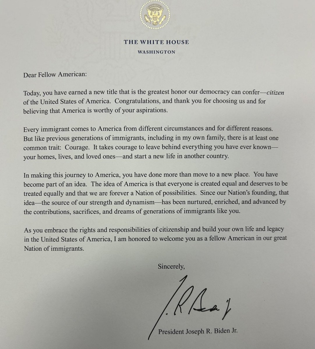 Today I took my US citizenship oath. Perhaps the most surprising portion of the ceremony was the message from ⁦<a href="/SenSherrodBrown/">Sherrod Brown</a>⁩. Thank you for the kind welcome words to all of us who have worked hard to pursue our dreams!