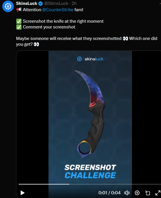DDoewoe's tweet photo. @SkinsLuck @CounterStrike Love this knife with the little red edge https://t.co/tmotNlIq3L