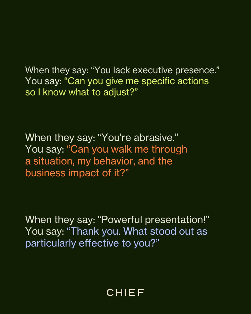 Chief (@joinchiefnow) on Twitter photo It’s not on you to end ineffective feedback in the workplace, but you can take action to ensure it doesn’t hold you back. It’s not on you to end ineffective feedback in the workplace, but you can take action to ensure it doesn’t hold you back.