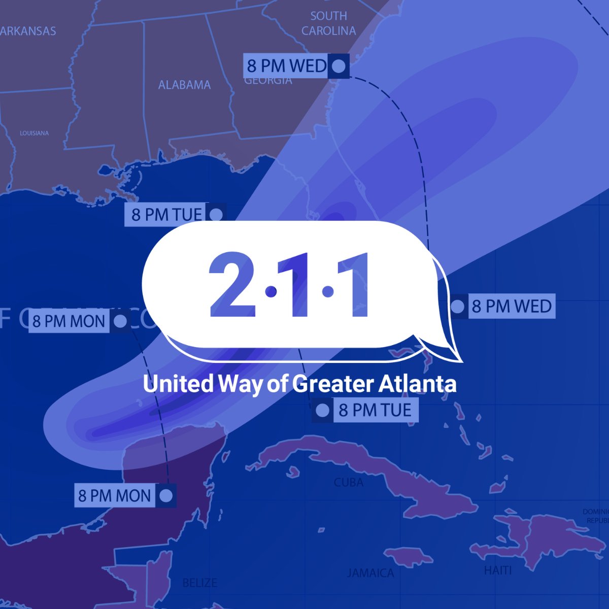 As evacuees navigate the challenges brought on by #HurricaneMilton, our 211 Contact Center is here to help. If you need assistance with finding shelter and resources, text 211od to 898-211. Learn more about 211 and explore our online database by visitng: uwatl.org/3U0PmLs