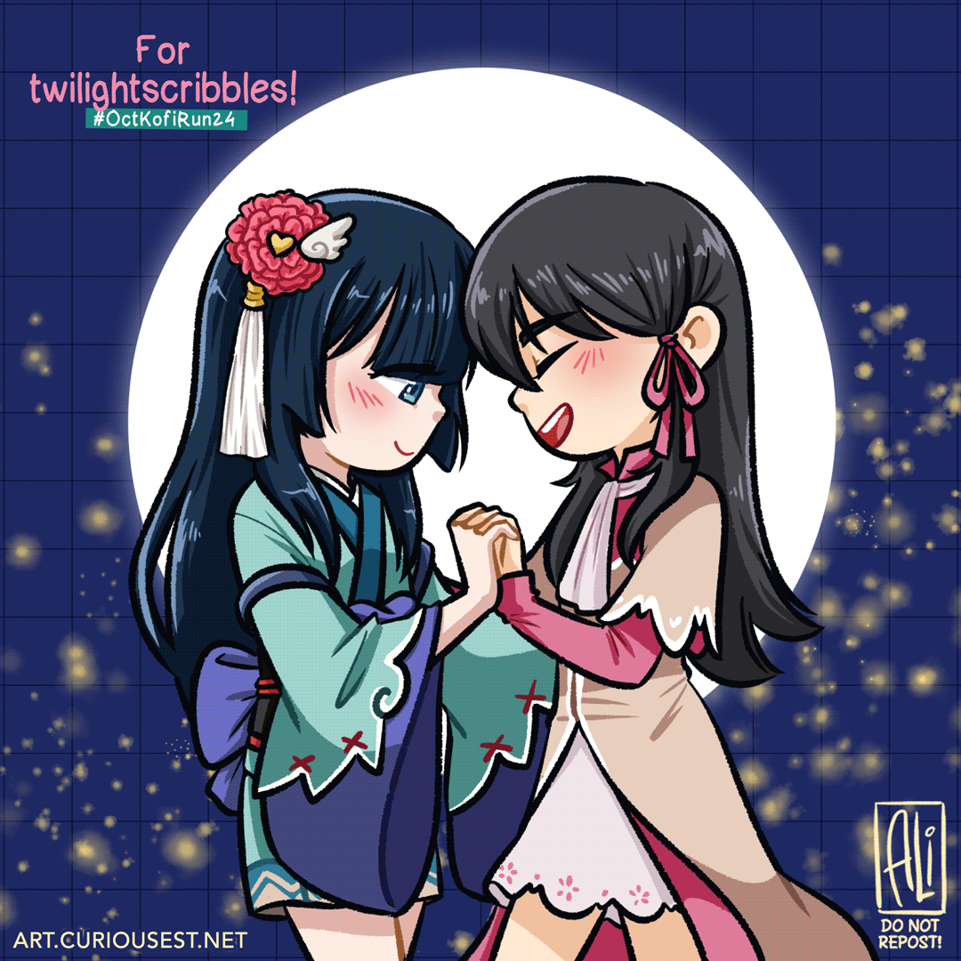 _artsy_alice's tweet photo. ☕️ #OctKofiRun24 Day 3 for twilightscribbles! 💖
Yue and Mana! #RuneFactory2
(idk what is up in runefactoryland but everyone be dancing in the moonlight somehow ahsldf) https://t.co/Az6L0WAwA6