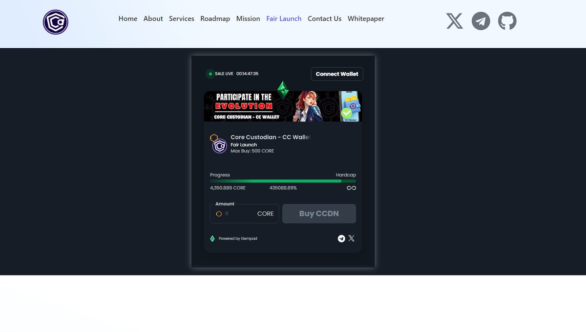 gempad_app's tweet photo. Congratulations to @core_custodian for already raising over 4,350.889 #CORE 🔥

Check them out 👇
https://t.co/XKAF2eHDxB

They've integrated the #presale right on their site thanks to our EXCLUSIVE embed tool, making it easier than ever for their communtiy to participate! 🔥

#GEMPAD #launchpad #corechain