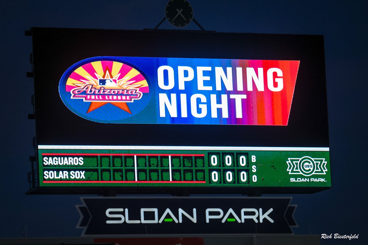 biest22's tweet photo. Opening night for the Arizona Fall League last night at Sloan Park! Ben Cowles @vince_reilly2 @SamThoresen @shanemarshall18 @grantkipp Luis Rujano @MLBazFallLeague #Cubs #AFL2024 #Cubs #CubsProspects https://t.co/UCEVEmqQkb
