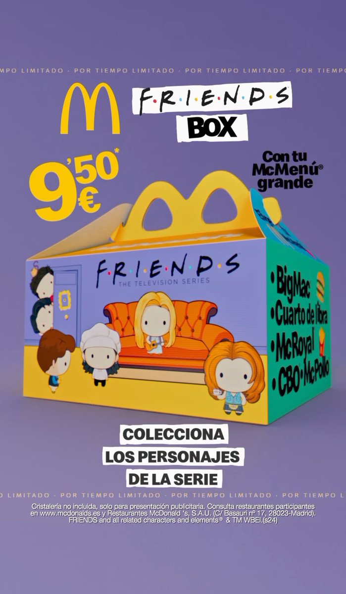 ¿Cómo que McDonald's ha sacado colaboración de Friends y que dan muñequitos de los personajes? NECESITO IR Y HACERME CON TODOS 😍😍😍😍
