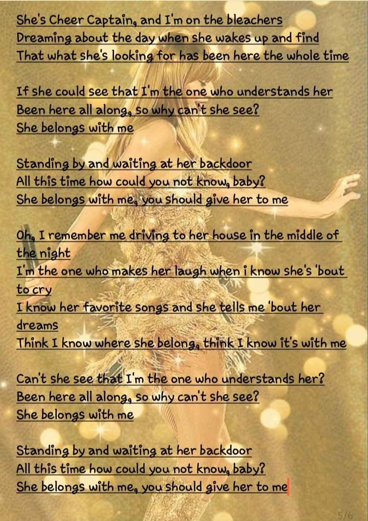 Nelida13chanie's tweet photo. Umm the thing is i made a lesbian version of "You belong with me" by Taylor Swift, please tell me if its good ot not #ARIASTAYLOR #TaylorSwift #Youbelongwithme #ybwm https://t.co/i68pg75ccj