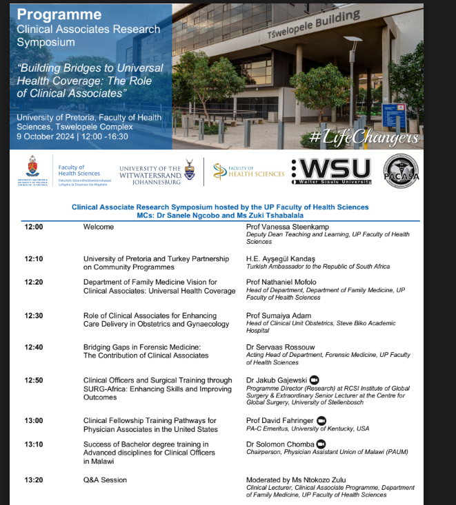 RCSI_GlobalSurg's tweet photo. Our Programme Director for Research, Dr Jakub Gajewski, will be presenting online tomorrow, Oct 9th (11.50am Irish time), at the 2024 Clinical Associates Research Symposium @Faculty_HSUP "Building Bridges to Universal Health Coverage: The Role of Clinical Associates."

Kuba will discuss the work of the SURGAfrica project with the presentation - "Clinical Officers and Surgical Training through SURGAfrica: Enhancing Skills and Improving Outcomes."

Register now at - https://t.co/L5MWEDGMVa

To learn about SURGAfrica visit -https://t.co/Tg7TDRHVsZ and https://t.co/KhzMHc6GQI

#globalsurgery
@RCSI_Irl @RCSI_PopHealth