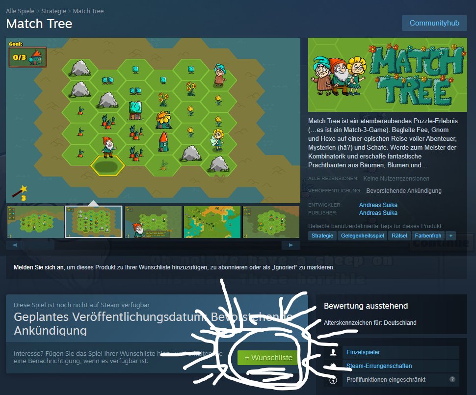 Die #Polaris2024 steht vor der Tür und wir stellen unser Spiel aus!🎉 

Match Tree könnt ihr aber schon jetzt auf Steam entdecken – und unbedingt auf eure Wishlist setzen! 🐑 

store.steampowered.com/app/3010870/Ma…

(Wir sind arg aufgeregt!)