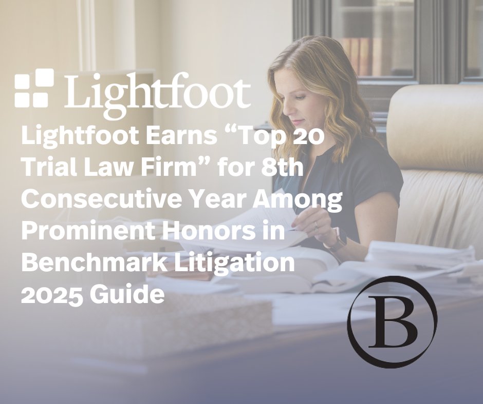 LightfootLaw's tweet image. Once again, we have received prominent rankings from Benchmark Litigation in this year’s 2025 guide. Congratulations to the firm and all of the lawyers who were named! Learn more on our website:

lightfootlaw.com/news-insights/…

#BenchmarkLitigation #Litigation #LightfootLaw