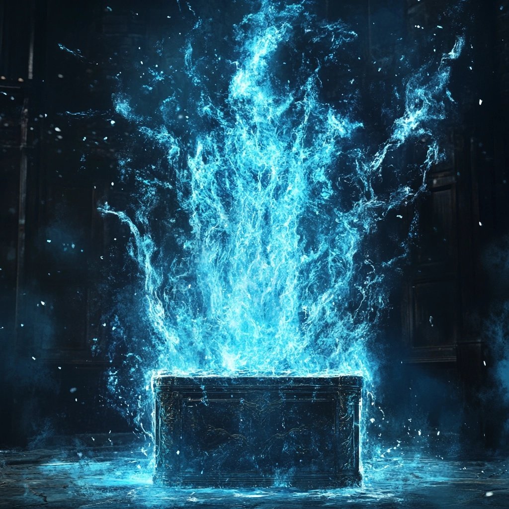 AI_ART420's tweet photo. @AllaAisling @ai_deadgen @KarinaB__Art @hc_dsn @dlucks @Elliryk_Krypto @FrankRose1856 @MindySarver @ObeyAiArt @Malzahran2 @laf131 Ancient chest unleashed. Azure flames of otherworldly power dance free. What horrors have we awakened? #Cosmicterror https://t.co/zMjgLuOCXi