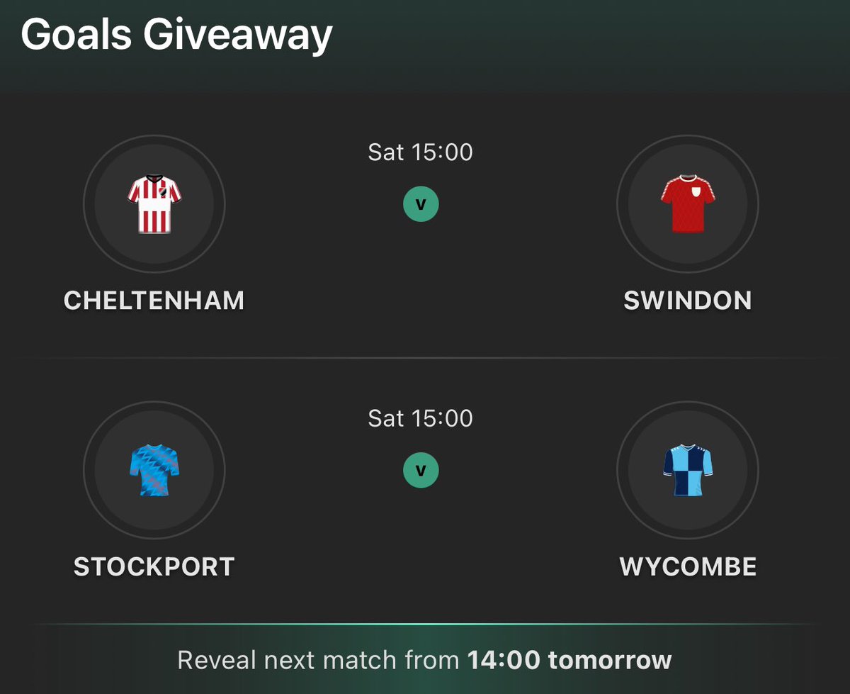 Day two of the Goals Giveaway free game.