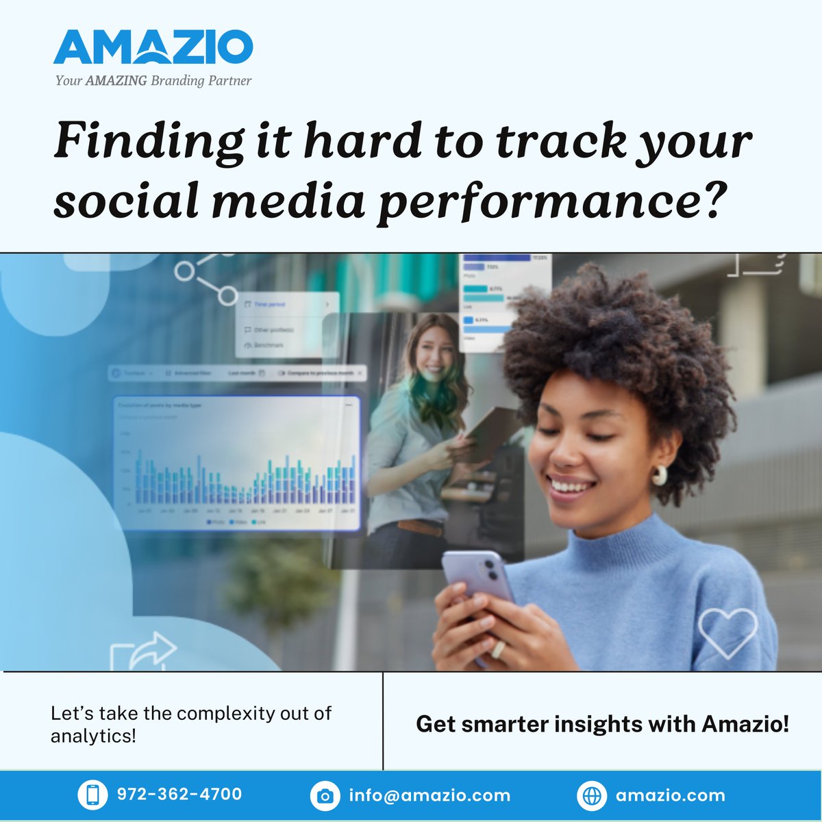 Amazio_official's tweet image. Struggling to keep up with your social media metrics? Don’t let analytics overwhelm you, let us guide you toward success.

Book Your Free Demo Here : amazio.com/request-demo

#SocialMediaMetrics #AnalyticsMadeEasy #TrackYourSuccess #SocialMediaPerformance #MetricsManagement