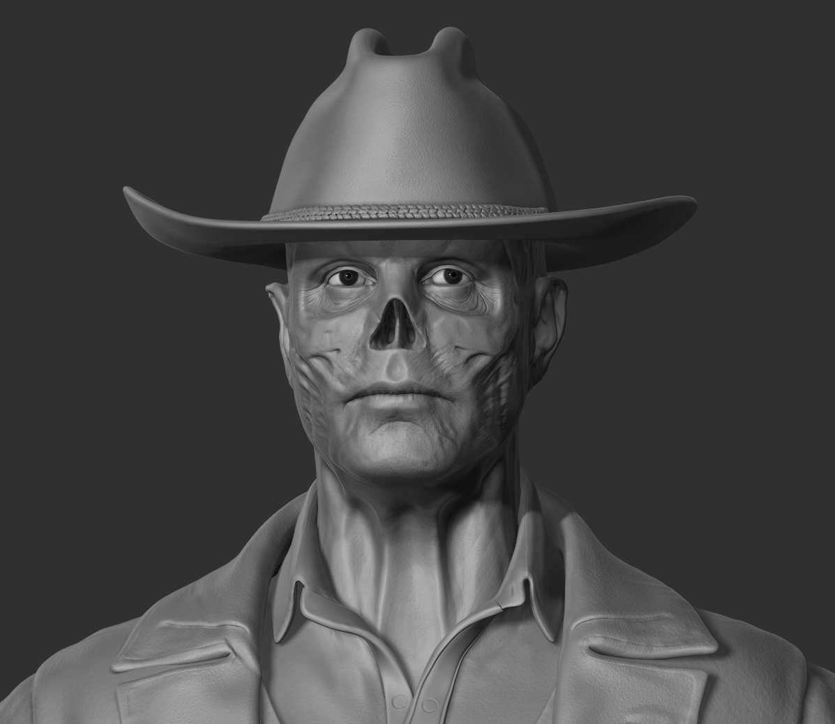 Happy #PortfolioDay everyone!
I'm Jed, a 3D Character Artist looking for fulltime junior work in the games industry.

Portfolio: artstation.com/jedstuart

This time, I want to just show progress of my current project, The Ghoul - as portrayed by Walton Goggins in Fallout (TV).