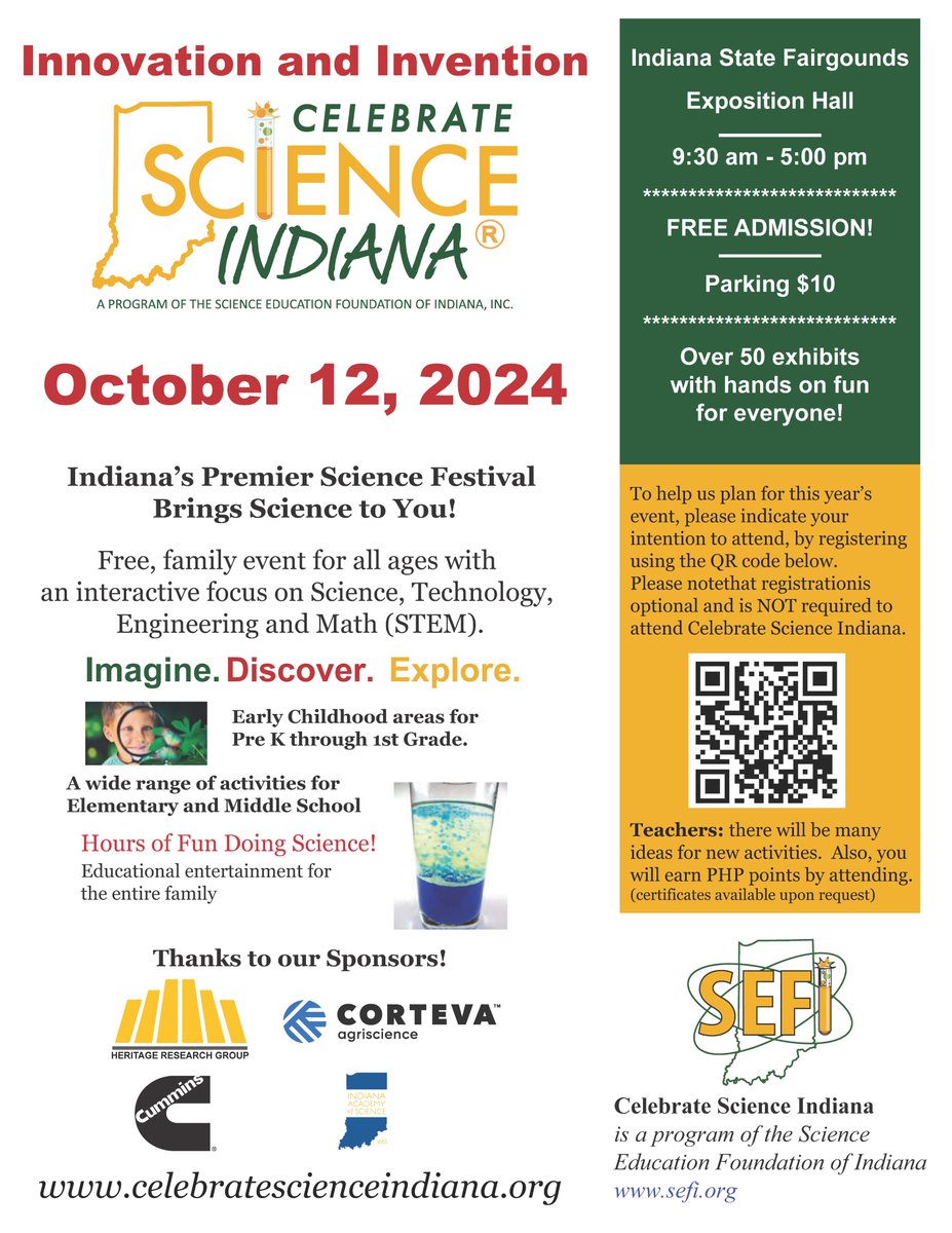 DrCABerry's tweet image. Catch me here on Saturday at the Indiana State Fairgrounds
celebratescienceindiana.org #CelebrateScienceIndiana @NoireSTEMinist #MySTEMIsForTheStreets #RoboticsForTheStreets