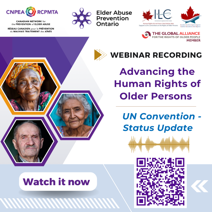 📢We would like to thank you for attending the webinar: Advancing the Human Rights of Older Persons: UN Convention-Status Update! 
<a href="/EAPreventionON/">Elder Abuse Prevention Ontario</a> <a href="/cnpea/">CNPEA</a> <a href="/ILCCanada/">ILC Canada</a> <a href="/CCAAgeism/">CCAAgeism</a> <a href="/GAROP_Sec/">Global Alliance</a> 
🟢If you would like to listen to the webinar again, or didn't have the opportunity to