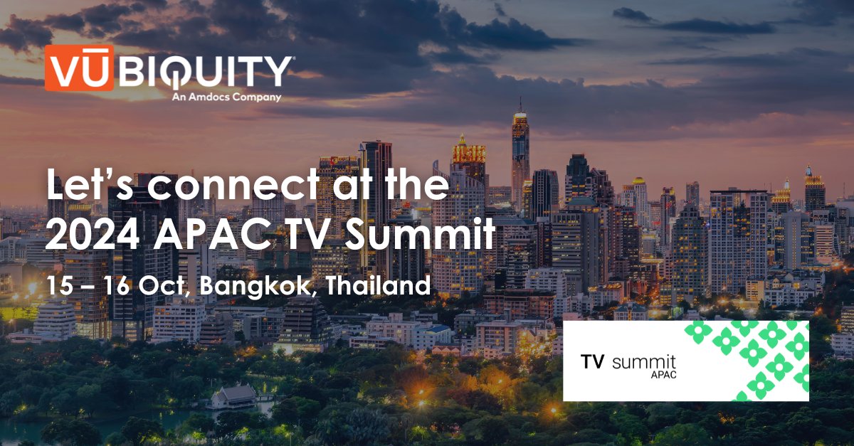 Vubiquity will be attending the 2024 APAC TV Summit organized by Google, on 15th - 16th October in Bangkok, Thailand. 

This is a fantastic opportunity to meet with us and explore our full suite of solutions and services for the TV and Streaming industry.