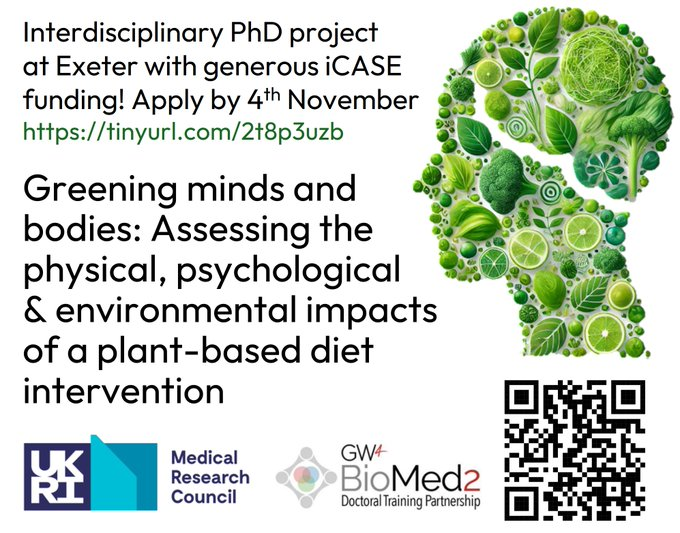 Natalia Lawrence (@drnatlawrence) on Twitter photo Reminder about this exciting iCASE PhD opportunity working with me and <a href="/DrLuTor/">Luciana Torquati</a> <a href="/Pan__He/">Pan He</a> <a href="/ztoumpakari/">Zoi Toumpakari</a> and FueldAI. Open to home and international applicants until 4th November! gw4biomed.ac.uk/greening-minds… Reminder about this exciting iCASE PhD opportunity working with me and <a href="/DrLuTor/">Luciana Torquati</a> <a href="/Pan__He/">Pan He</a> <a href="/ztoumpakari/">Zoi Toumpakari</a> and FueldAI. Open to home and international applicants until 4th November! gw4biomed.ac.uk/greening-minds…