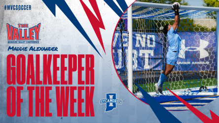 MVCsports's tweet photo. Goalkeeper of the Week➡️Maddie Alexander
@IndStSoccer 

▪️Alexander over two games, recorded an impressive 21 saves, earning two consecutive shutouts.

#MVCSoccer https://t.co/z6Sbd0Zqmo
